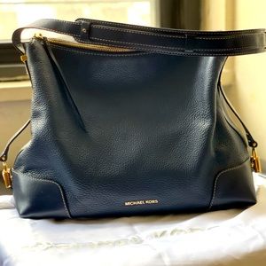 Michael Kors large navy shoulder bag gold lock hobo